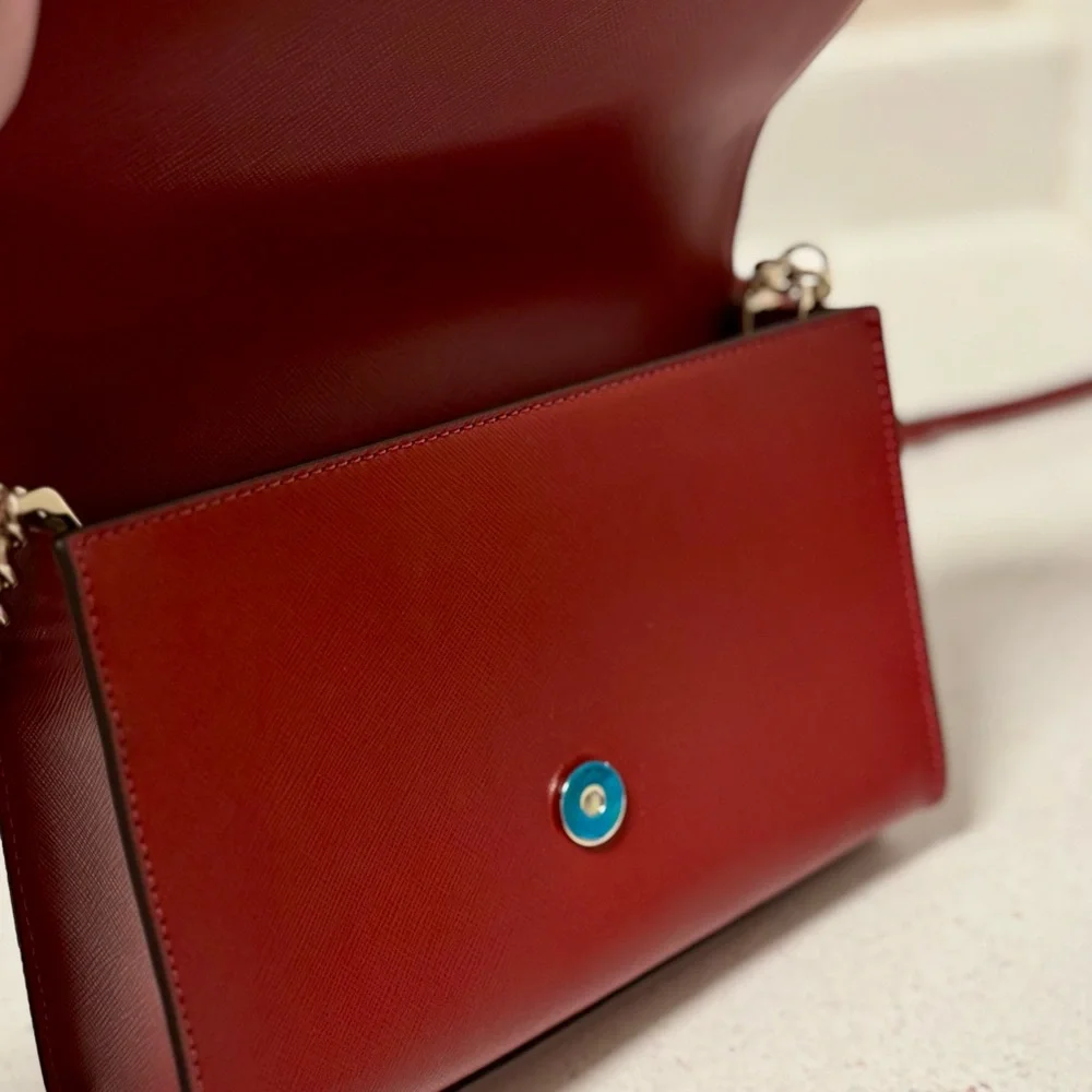 Kate Spade Red Carson Convertible Crossbody Bag & Matching Card Holder - Picture 8 of 9